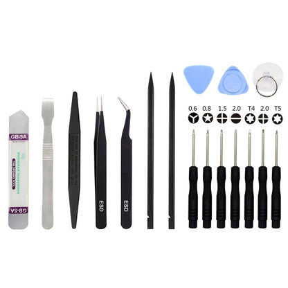 JIAFA JF-8104 Ensemble d'outils de réparation 17 en 1 pour téléphone intelligent