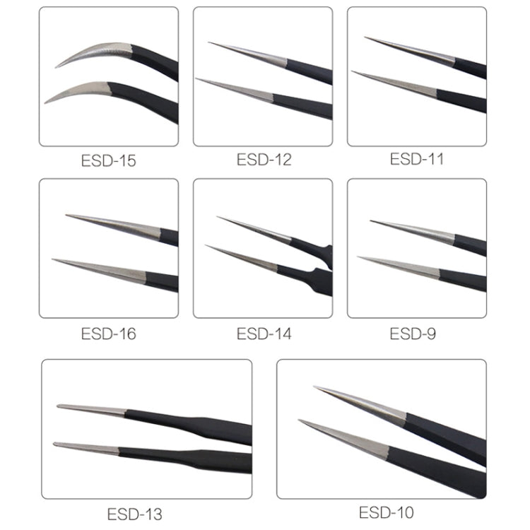 BEST BST-12 Pincettes antistatiques de précision en acier inoxydable ESD