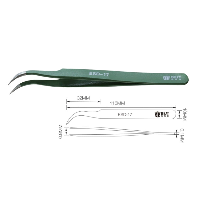 BEST BST-17 Pincettes antistatiques de précision en acier inoxydable ESD