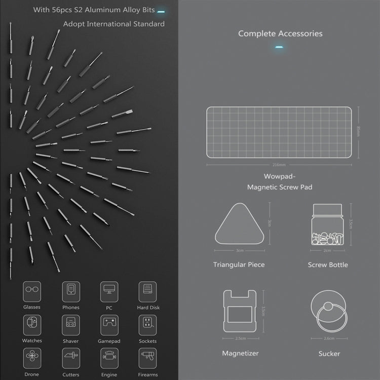 Xiaomi WOWSTICK 1F + 69 en 1 tournevis électrique sans fil Charge Lithium-ion LED tournevis électrique