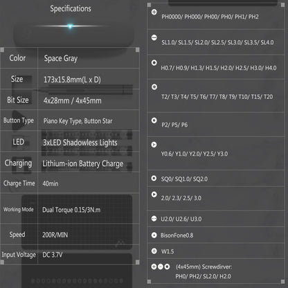 Xiaomi WOWSTICK 1F + 69 en 1 tournevis électrique sans fil Charge Lithium-ion LED tournevis électrique
