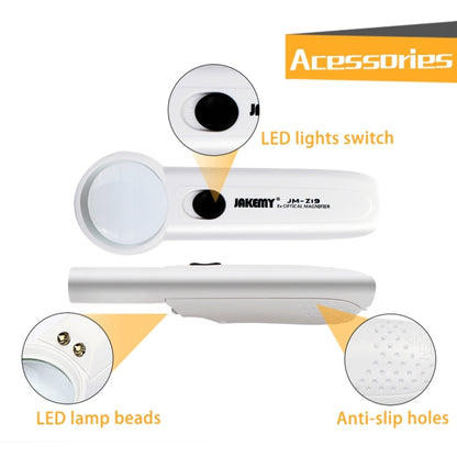 JAKEMY JM-Z19 Loupe optique portable 8X avec lumière LED