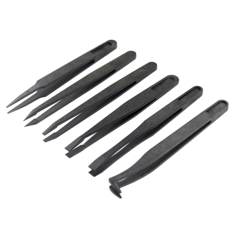 Pincettes antistatiques à pointe droite et incurvée en fibre de carbone JF-S6in1 6 en 1