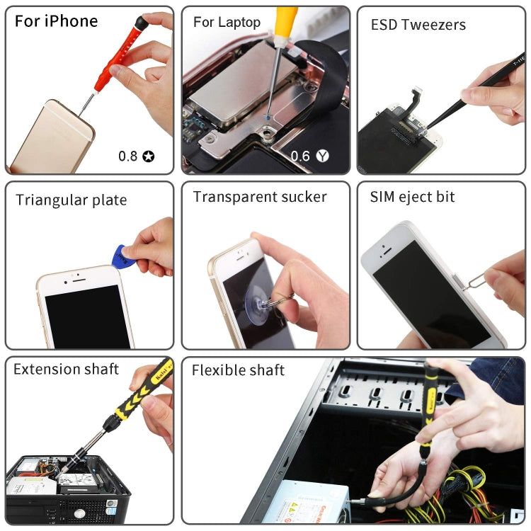Kaisi 3801 Ensemble d'outils de réparation de téléphone d'ordinateur multifonctionnel 38 en 1