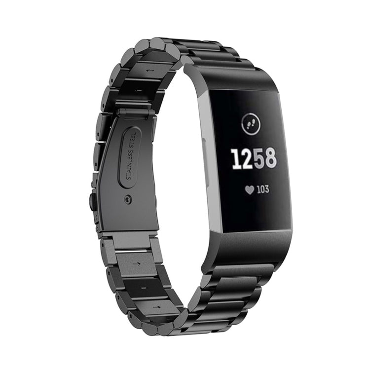 Bracelet de montre en acier inoxydable solide avec boucle de fronde à trois perles pour Fitbit Charge 4, Three Beads for Fitbit Charge 4