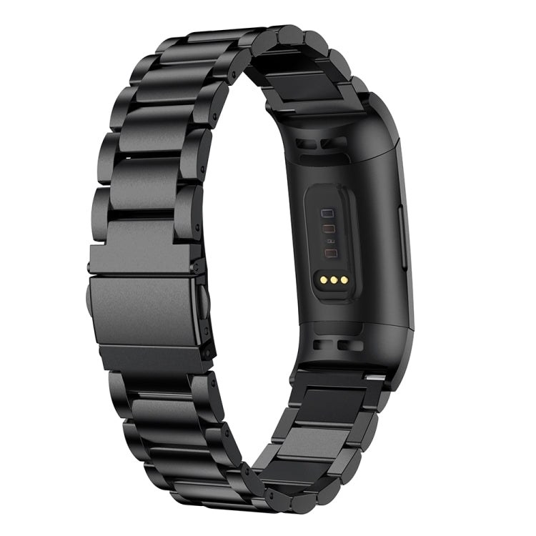 Bracelet de montre en acier inoxydable solide avec boucle de fronde à trois perles pour Fitbit Charge 4, Three Beads for Fitbit Charge 4