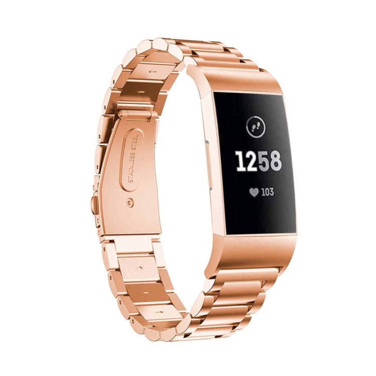 Bracelet de montre en acier inoxydable solide avec boucle de fronde à trois perles pour Fitbit Charge 4, Three Beads for Fitbit Charge 4