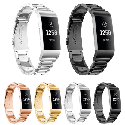 Bracelet de montre en acier inoxydable solide avec boucle de fronde à trois perles pour Fitbit Charge 4, Three Beads for Fitbit Charge 4