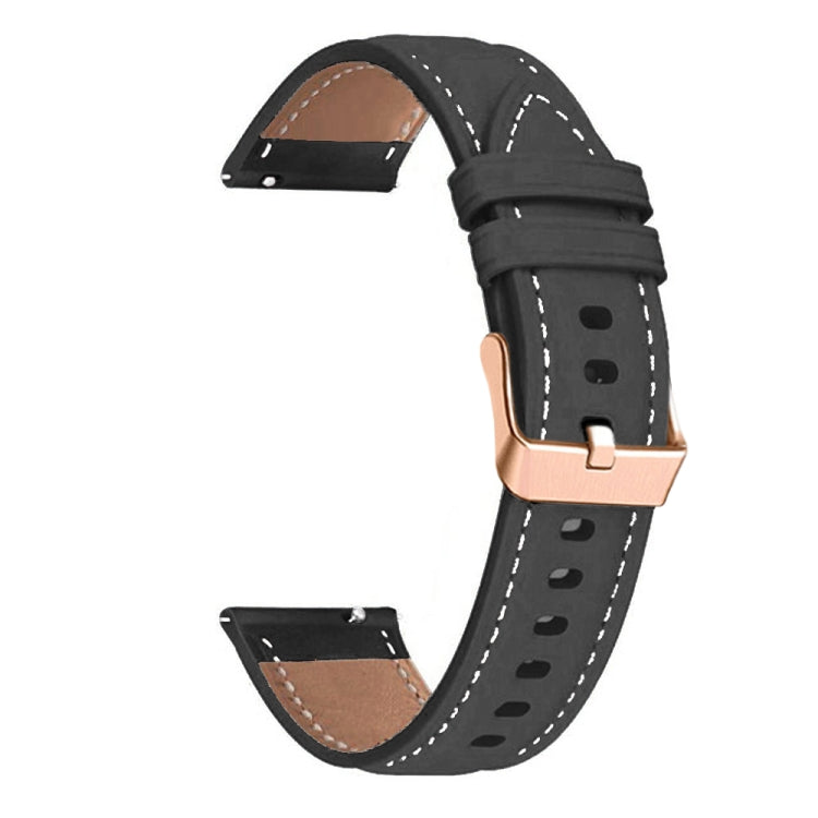 Pour Garmin Forerunner 265S / 255S / Venu 2S Bracelet de montre en cuir véritable avec boucle en or rose 18 mm, For Garmin Forerunner 265S / 255S / Venu 2S