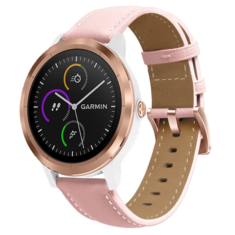 Pour Garmin Forerunner 265S / 255S / Venu 2S Bracelet de montre en cuir véritable avec boucle en or rose 18 mm, For Garmin Forerunner 265S / 255S / Venu 2S