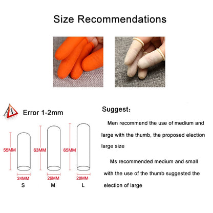 100 PCS antistatiques antidérapants durables du bout des doigts gants de protection en latex, taille: L, 2,8 * 6,5 cm