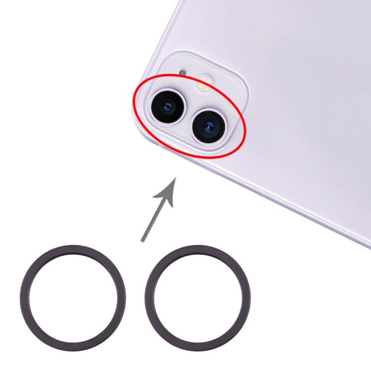 Anneau de protection en métal pour lentille de caméra arrière, 2 pièces, pour iPhone 11