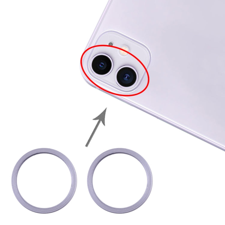Anneau de protection en métal pour lentille de caméra arrière, 2 pièces, pour iPhone 11