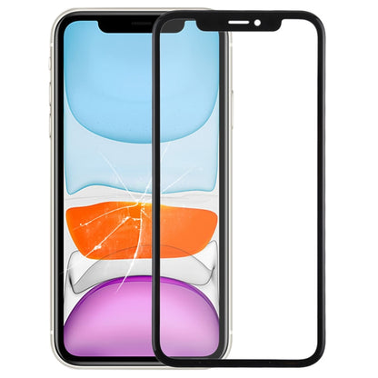 Lentille extérieure en verre de l'écran avant avec cadre et adhésif optiquement transparent OCA pour iPhone 11