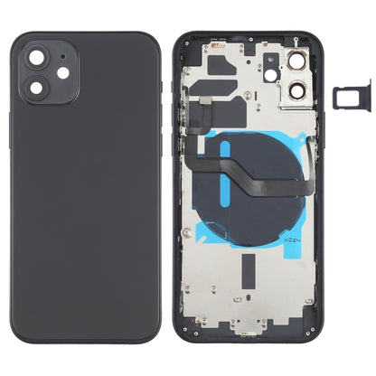 Couvercle arrière de la batterie (avec touches latérales, plateau pour cartes, câble flexible d'alimentation + volume et module de chargement sans fil) pour iPhone 12