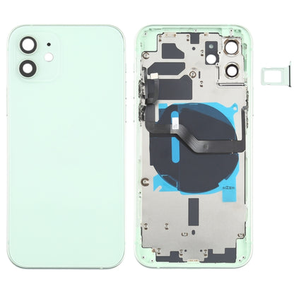 Couvercle arrière de la batterie (avec touches latérales, plateau pour cartes, câble flexible d'alimentation + volume et module de chargement sans fil) pour iPhone 12