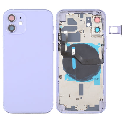 Couvercle arrière de la batterie (avec touches latérales, plateau pour cartes, câble flexible d'alimentation + volume et module de chargement sans fil) pour iPhone 12