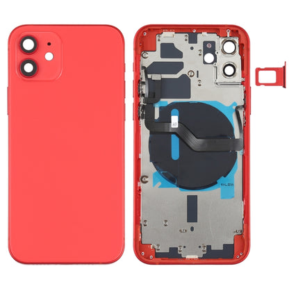 Couvercle arrière de la batterie (avec touches latérales, plateau pour cartes, câble flexible d'alimentation + volume et module de chargement sans fil) pour iPhone 12