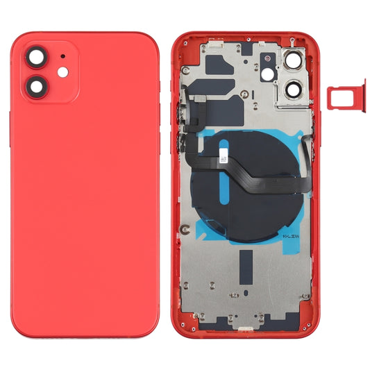 Couvercle arrière de la batterie (avec touches latérales, plateau pour cartes, câble flexible d'alimentation + volume et module de chargement sans fil) pour iPhone 12