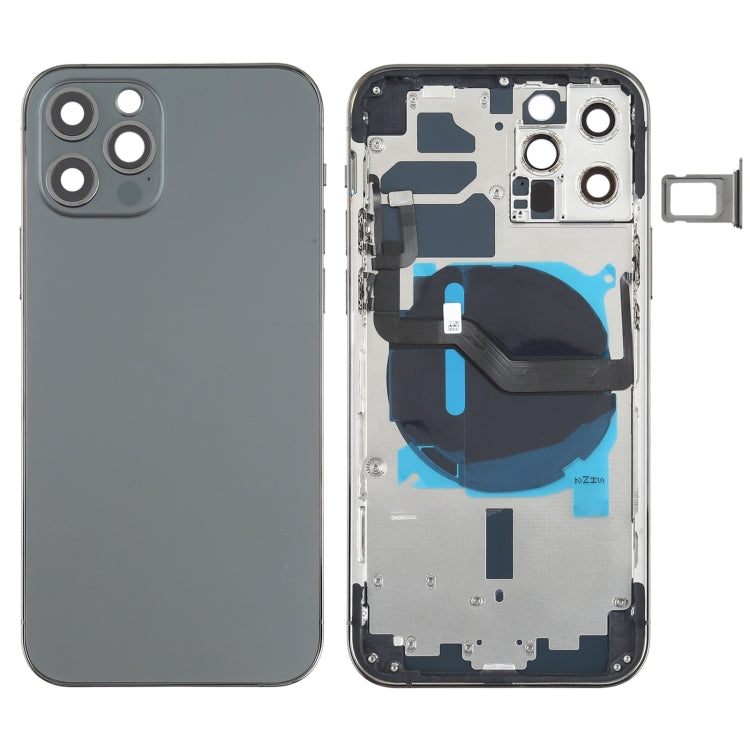 Cache arrière de la batterie (avec touches latérales, plateau pour cartes, alimentation, câble flexible de volume et module de chargement sans fil) pour iPhone 12 Pro