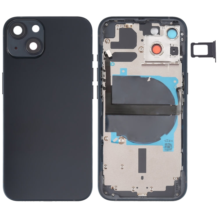 Coque arrière de batterie pour iPhone 13, avec touches latérales, plateau pour cartes, alimentation, câble flexible de Volume et Module de chargement sans fil