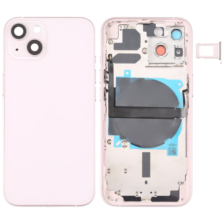 Coque arrière de batterie pour iPhone 13, avec touches latérales, plateau pour cartes, alimentation, câble flexible de Volume et Module de chargement sans fil