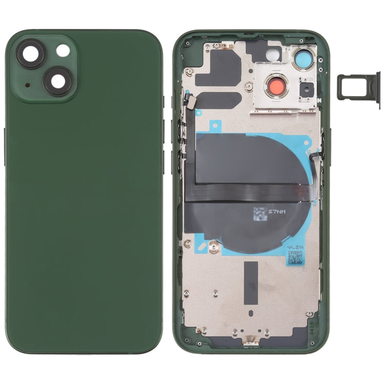 Coque arrière de batterie pour iPhone 13, avec touches latérales, plateau pour cartes, alimentation, câble flexible de Volume et Module de chargement sans fil