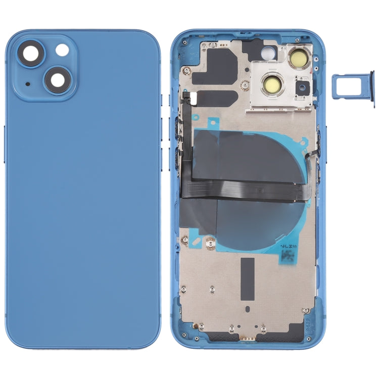 Coque arrière de batterie pour iPhone 13, avec touches latérales, plateau pour cartes, alimentation, câble flexible de Volume et Module de chargement sans fil