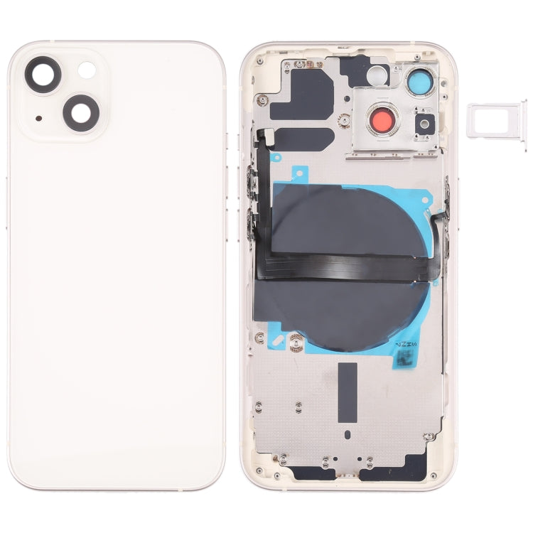 Coque arrière de batterie pour iPhone 13, avec touches latérales, plateau pour cartes, alimentation, câble flexible de Volume et Module de chargement sans fil