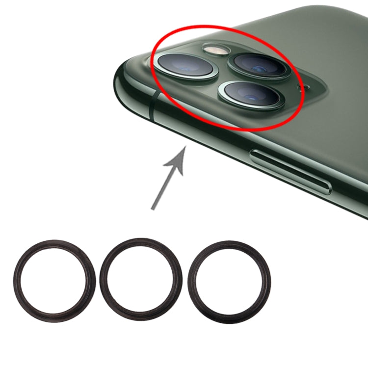 Anneau de protection en métal pour lentille de caméra arrière, 3 pièces, pour iPhone 11 Pro et 11 Pro Max