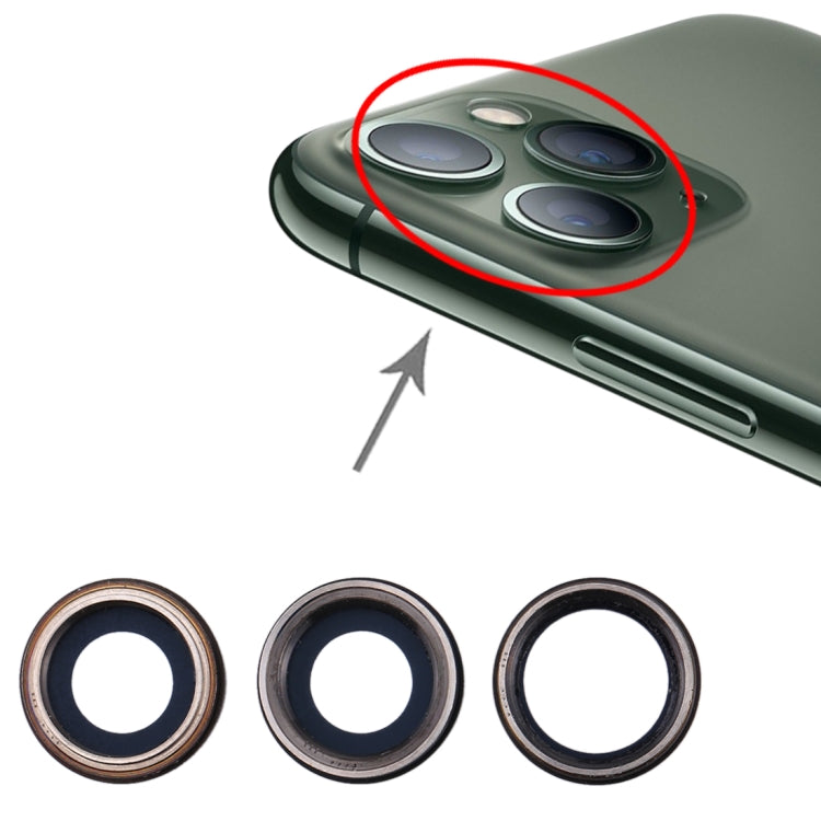 Lunette de caméra arrière 3 PCS avec cache d'objectif pour iPhone 11 Pro / 11 Pro Max