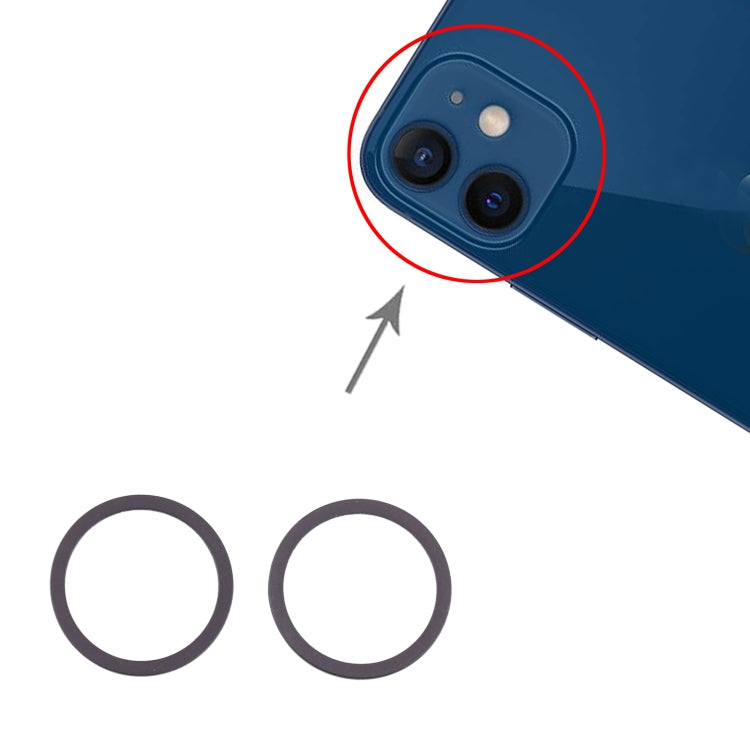 Anneau de protection en métal pour lentille de caméra arrière, 2 pièces, pour iPhone 12 Mini