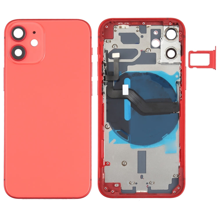 Couvercle arrière de la batterie (avec touches latérales, plateau pour cartes, alimentation, câble flexible de volume et module de chargement sans fil) pour iPhone 12 Mini