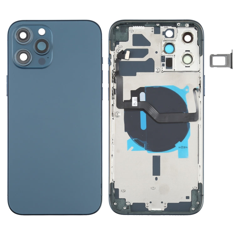 Couvercle arrière de la batterie (avec touches latérales, plateau pour cartes, câble flexible d'alimentation + volume et module de chargement sans fil) pour iPhone 12 Pro Max