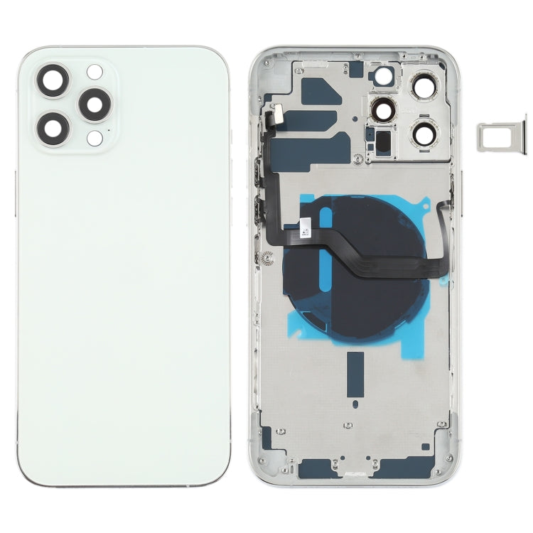 Couvercle arrière de la batterie (avec touches latérales, plateau pour cartes, câble flexible d'alimentation + volume et module de chargement sans fil) pour iPhone 12 Pro Max