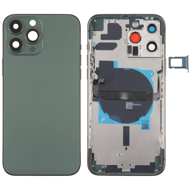 Coque arrière de batterie pour iPhone 13 Pro Max, avec touches latérales, plateau pour cartes, alimentation, câble flexible de Volume et Module de chargement sans fil