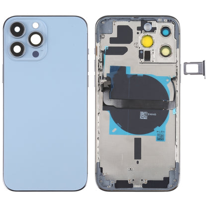 Coque arrière de batterie pour iPhone 13 Pro Max, avec touches latérales, plateau pour cartes, alimentation, câble flexible de Volume et Module de chargement sans fil