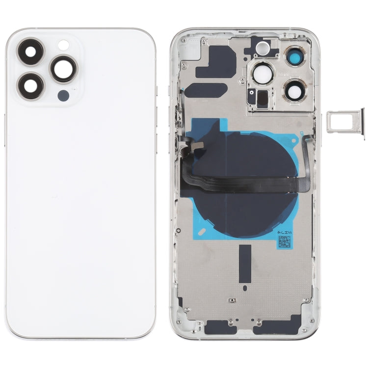 Coque arrière de batterie pour iPhone 13 Pro Max, avec touches latérales, plateau pour cartes, alimentation, câble flexible de Volume et Module de chargement sans fil