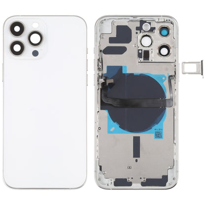Coque arrière de batterie pour iPhone 13 Pro Max, avec touches latérales, plateau pour cartes, alimentation, câble flexible de Volume et Module de chargement sans fil