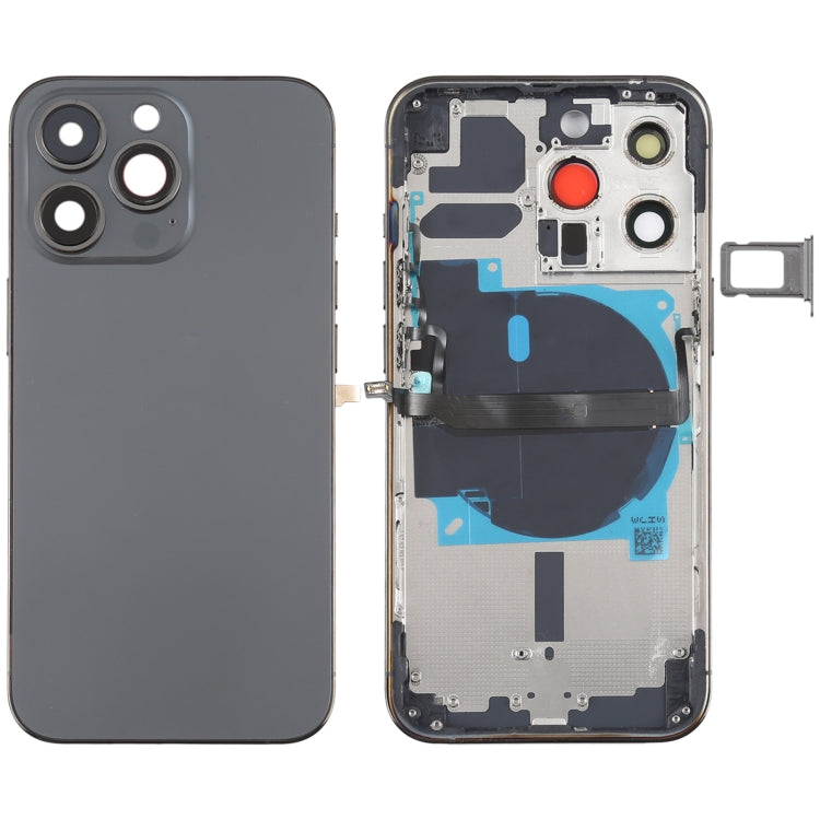 Coque arrière de batterie pour iPhone 13 Pro, avec touches latérales, plateau pour cartes, alimentation, câble flexible de Volume et Module de chargement sans fil