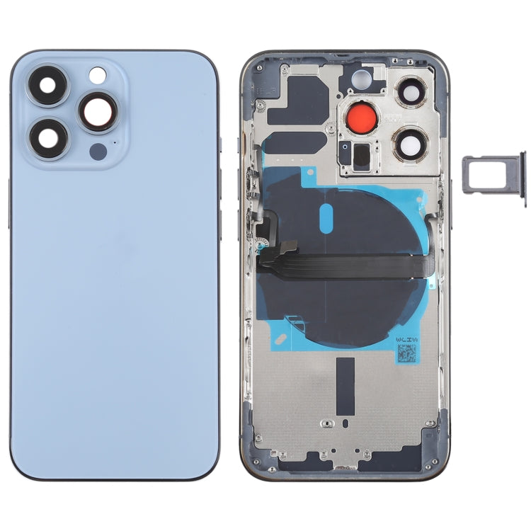 Coque arrière de batterie pour iPhone 13 Pro, avec touches latérales, plateau pour cartes, alimentation, câble flexible de Volume et Module de chargement sans fil