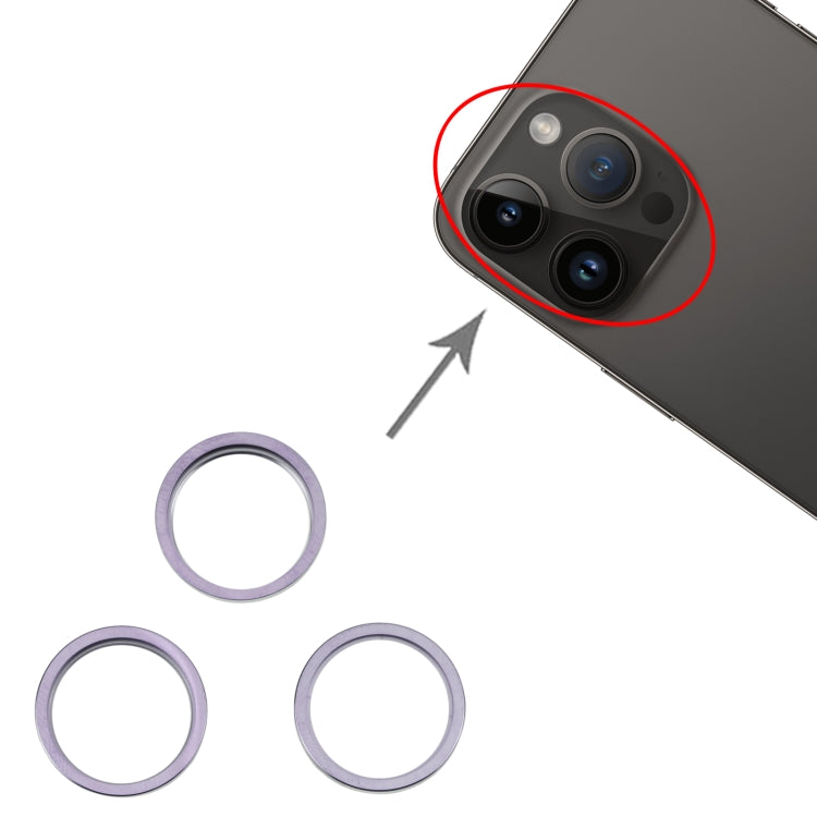 Lentille en verre de caméra arrière pour iPhone 14 Pro Max, 3 pièces, anneau de protection extérieur en métal
