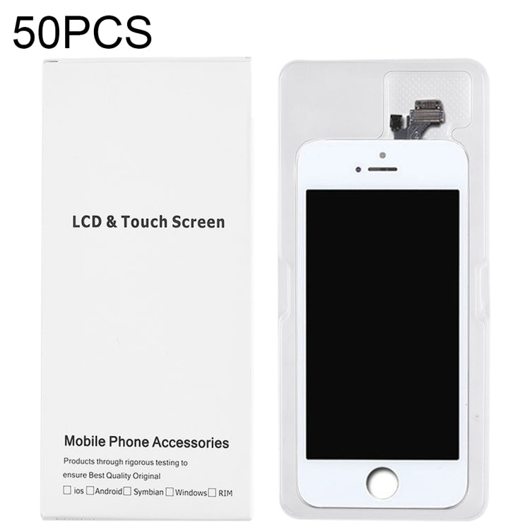 Boîte blanche d'emballage en carton de 50 pièces pour écran LCD et numériseur iPhone 5, assemblage complet