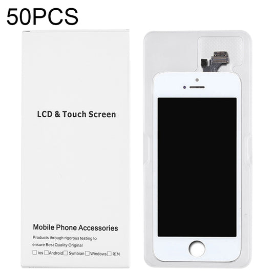 Boîte blanche d'emballage en carton de 50 pièces pour écran LCD et numériseur iPhone 5, assemblage complet