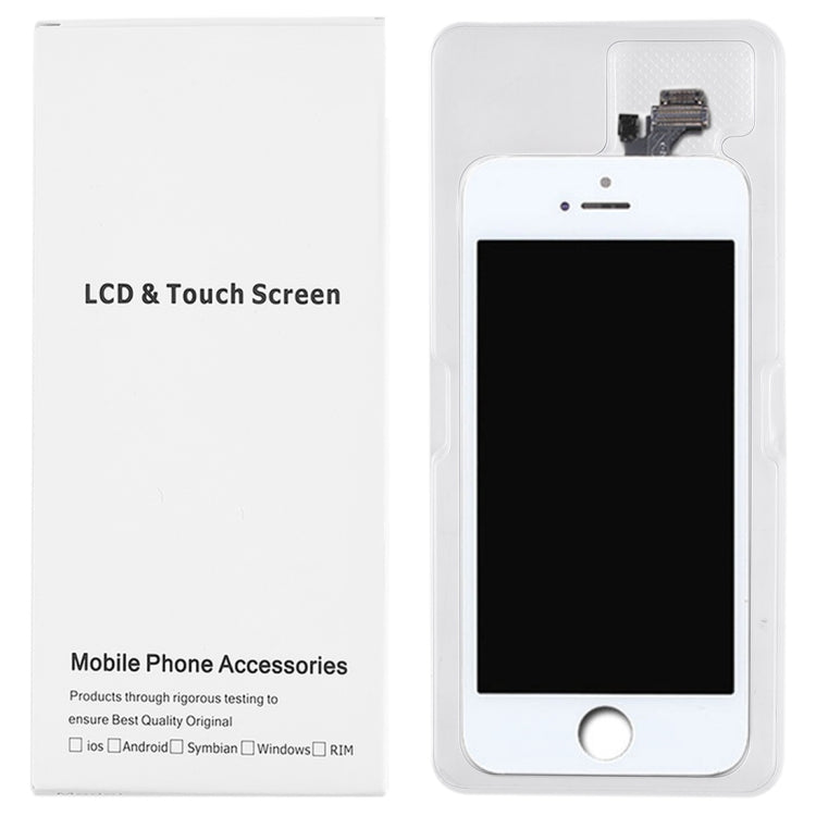 Boîte blanche d'emballage en carton de 50 pièces pour écran LCD et numériseur iPhone 5, assemblage complet