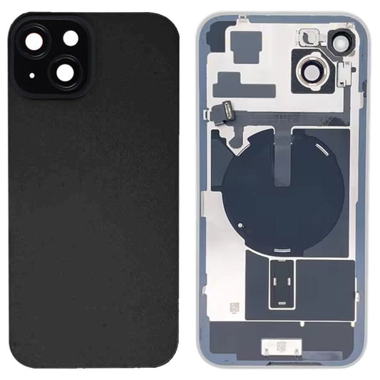 Pour iPhone 15 Plus Couvercle arrière de batterie en verre avec support de flash + module de chargement sans fil