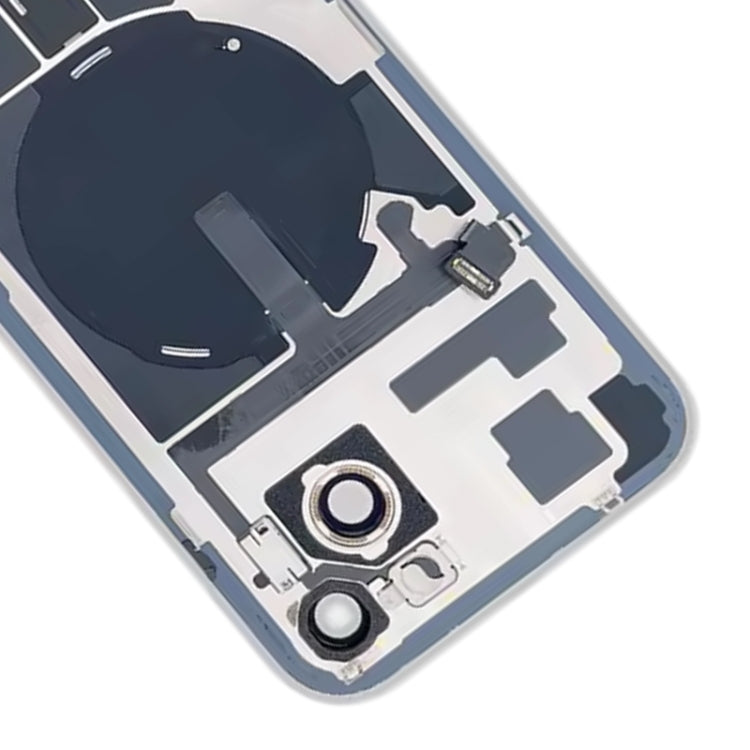 Pour iPhone 15 Plus Couvercle arrière de batterie en verre avec support de flash + module de chargement sans fil