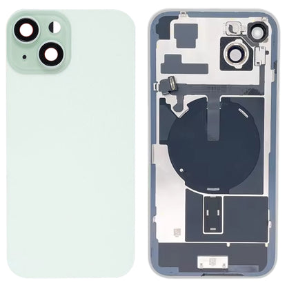 Pour iPhone 15 Plus Couvercle arrière de batterie en verre avec support de flash + module de chargement sans fil