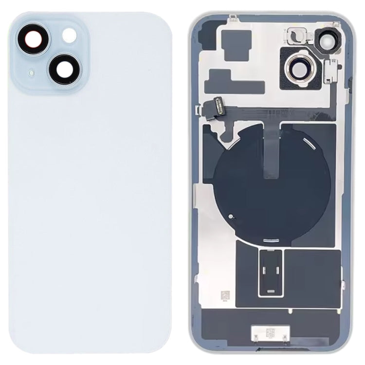 Pour iPhone 15 Plus Couvercle arrière de batterie en verre avec support de flash + module de chargement sans fil