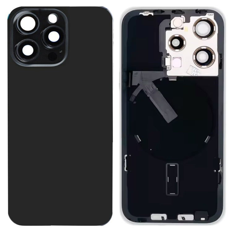 Pour iPhone 15 Pro Couvercle arrière de batterie en verre avec support de flash + module de chargement sans fil